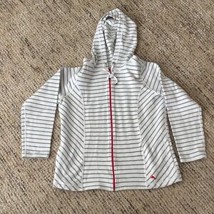 Tommy Bahama White and Gray Striped Hoodie